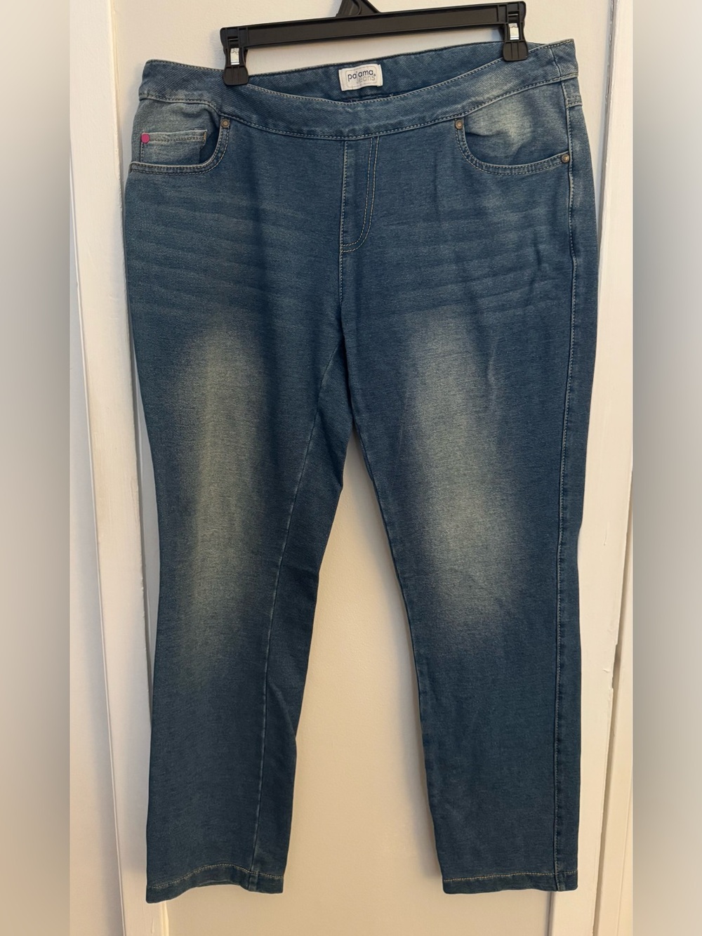 PajamaJeans Pull-On Denim Jeans Women’s Large Blue Stretch Straight Leg Comfort